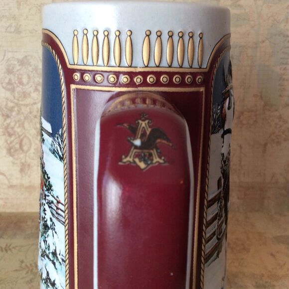 Vintage 1989 Budweiser Holiday Beer SteinMug Clydesdale Collector Anheuser-Busch - Picture 7 of 9